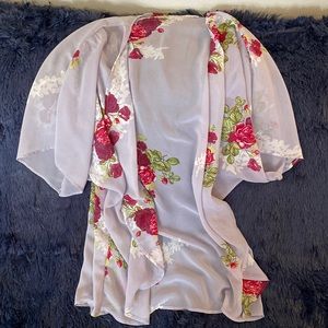 Purple top with rose pattern